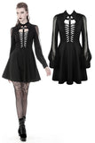 Gothic coffin and cross front long sleeves dress DW378 - Gothlolibeauty