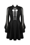 Gothic coffin and cross front long sleeves dress DW378 - Gothlolibeauty