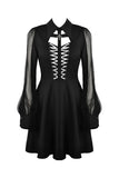 Gothic coffin and cross front long sleeves dress DW378 - Gothlolibeauty