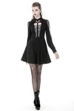 Gothic coffin and cross front long sleeves dress DW378 - Gothlolibeauty