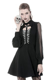 Gothic coffin and cross front long sleeves dress DW378 - Gothlolibeauty