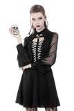 Gothic coffin and cross front long sleeves dress DW378 - Gothlolibeauty