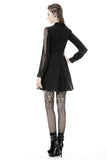 Gothic coffin and cross front long sleeves dress DW378 - Gothlolibeauty