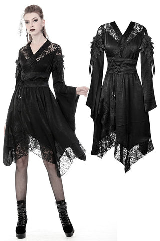 Gothic lace hollow shoulders kimono dress DW380 - Gothlolibeauty