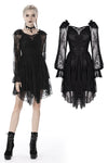 Gothic elegant long sleeves lace midi dress DW383 - Gothlolibeauty