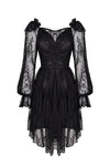 Gothic elegant long sleeves lace midi dress DW383 - Gothlolibeauty