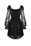 Gothic elegant long sleeves lace midi dress DW383 - Gothlolibeauty