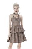 Punk checked layer prom corset dress DW387 - Gothlolibeauty