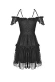 Gothic lace star-line chest short sleeves dress DW408 - Gothlolibeauty