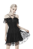 Gothic lace star-line chest short sleeves dress DW408 - Gothlolibeauty