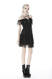 Gothic lace star-line chest short sleeves dress DW408 - Gothlolibeauty