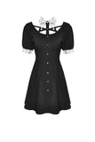 Punk Whiteite lapel collar short sleeves dress DW410 - Gothlolibeauty