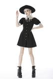 Punk Whiteite lapel collar short sleeves dress DW410 - Gothlolibeauty