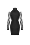Punk net sleeves halter dress DW427