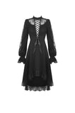 Lace lace up longsleeves cocktail gothic dress DW436