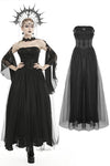 Gorgeous beaded tulle maxi gothic wedding dress  DW437
