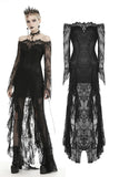 Gothic black lace frill swallow tail mermaid dress DW460