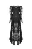 Gothic black lace frill swallow tail mermaid dress DW460