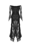 Gothic black lace frill swallow tail mermaid dress DW460