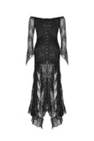 Gothic black lace frill swallow tail mermaid dress DW460