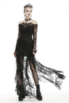 Gothic black lace frill swallow tail mermaid dress DW460