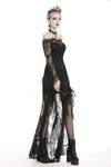 Gothic black lace frill swallow tail mermaid dress DW460