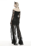 Gothic black lace frill swallow tail mermaid dress DW460