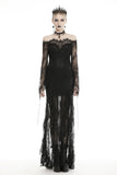 Gothic black lace frill swallow tail mermaid dress DW460