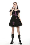Harajuku purple black cross sweet cool rebel dress DW468