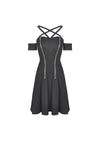 Women's sexy zipper star halter dress DW476