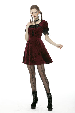 Classic nightingale's rose wine red diamond velvet dress DW482