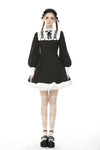 Alternative rebel doll black white dress DW488