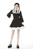 Alternative rebel doll black white dress DW488