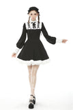 Alternative rebel doll black white dress DW488