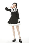 Alternative rebel doll black white dress DW488