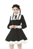 Alternative rebel doll black white dress DW488