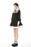 Alternative rebel doll black white dress DW488