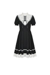 Rebel princess tie up heart black white dress DW496