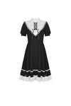 Rebel princess tie up heart black white dress DW496