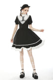 Rebel princess tie up heart black white dress DW496