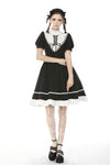 Rebel princess tie up heart black white dress DW496