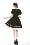 Rebel princess tie up heart black white dress DW496