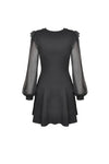 Gothic mesh sleeves deep V neck dress DW499