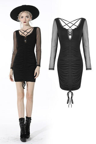 Street fashion lace up chest slim dress DW514