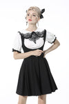 Preppy style pleated lace up back suspenders skirt DW522