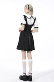 Preppy style pleated lace up back suspenders skirt DW522