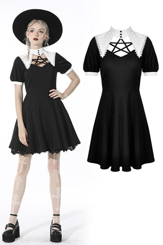 Witch star chest contrast collar dress DW525