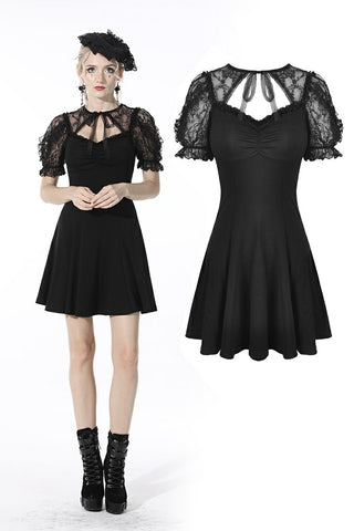 Sexy lady fake two pieces lace puff sleeves dress DW537