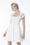 Angelic Beauty white cross chest square neck mini dress DW547