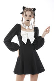 Gothic lolita black white super bowknot dress DW576